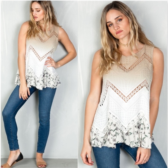. Tops - "BOHO BEAUTY" COLOR-BLOCK & FLORAL TOP